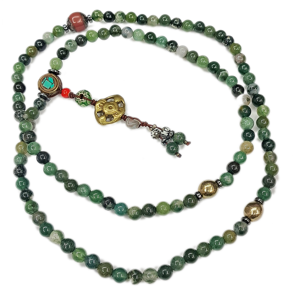 十字杵{銅}&印度瑪瑙108念珠6mm【十方】124530