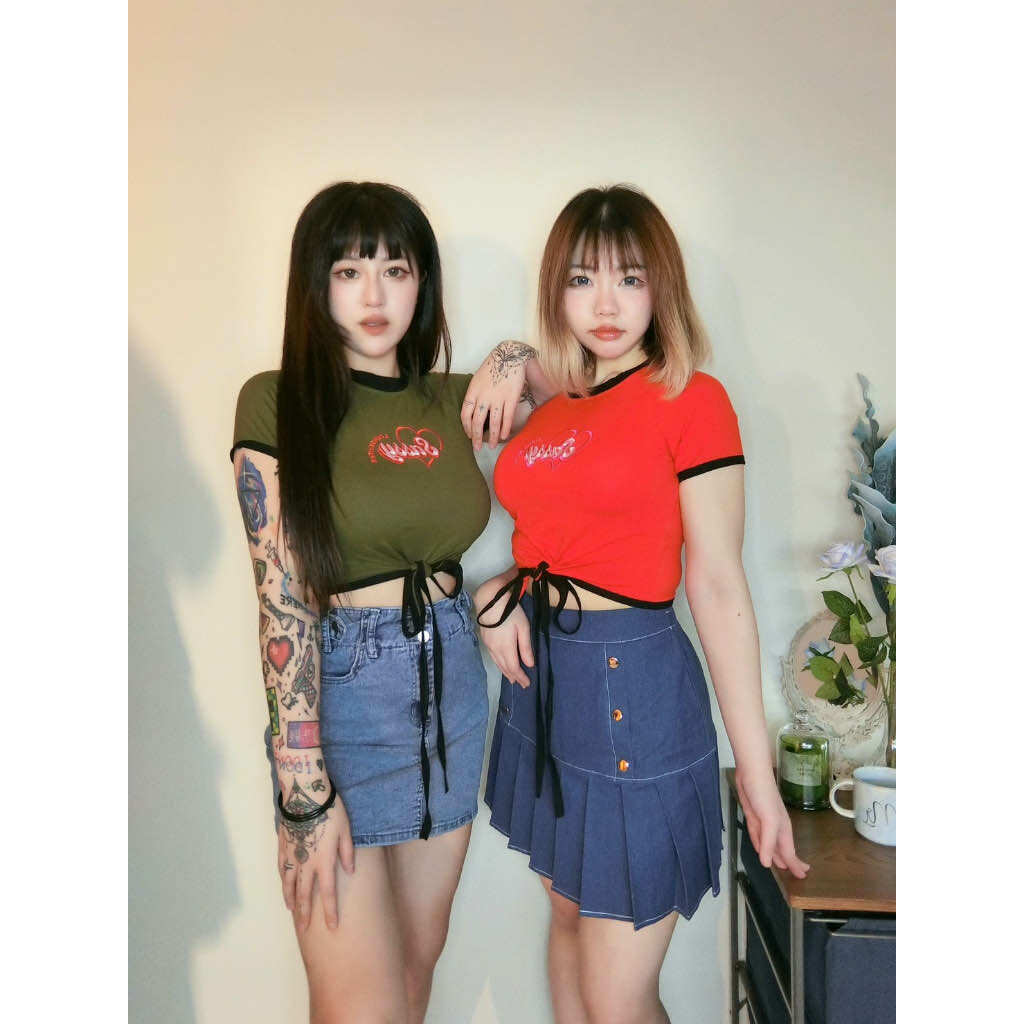 排扣百褶裙兩件套*裙子