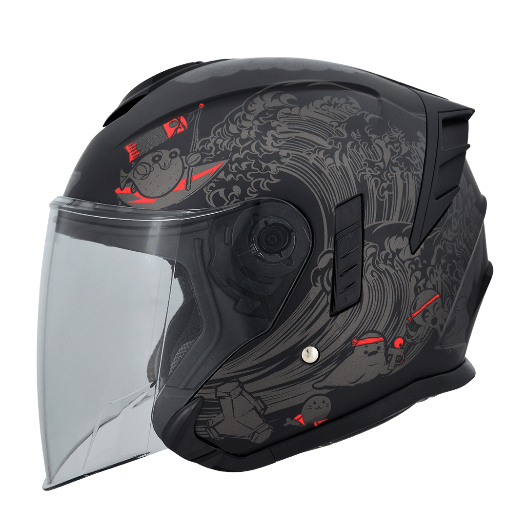 M2R FR-2 紀念版 #1 海洋世界 消光黑銀 彩繪 3/4罩 內墨片款式