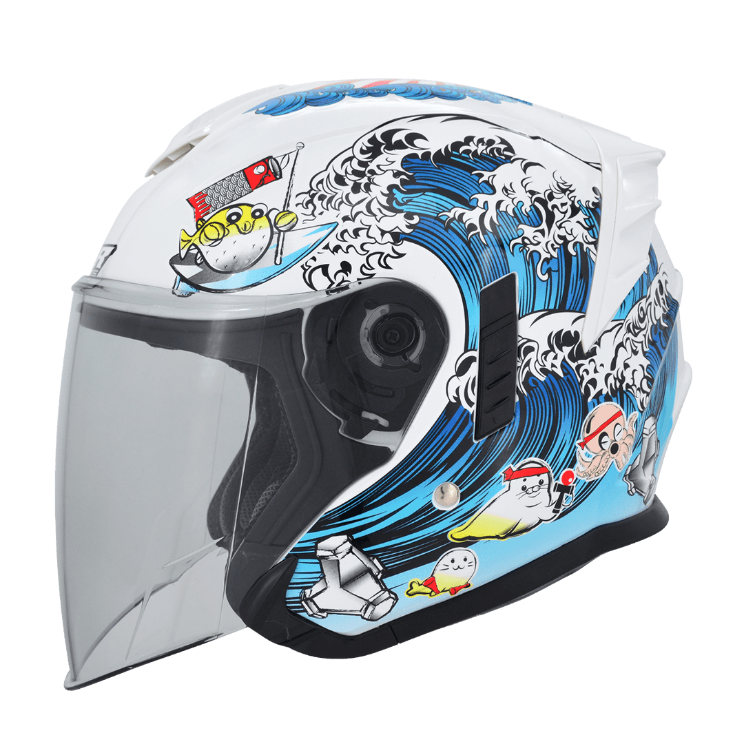 M2R FR-2 紀念版 #1 海洋世界 珍珠白 彩繪 3/4罩 內墨片款式