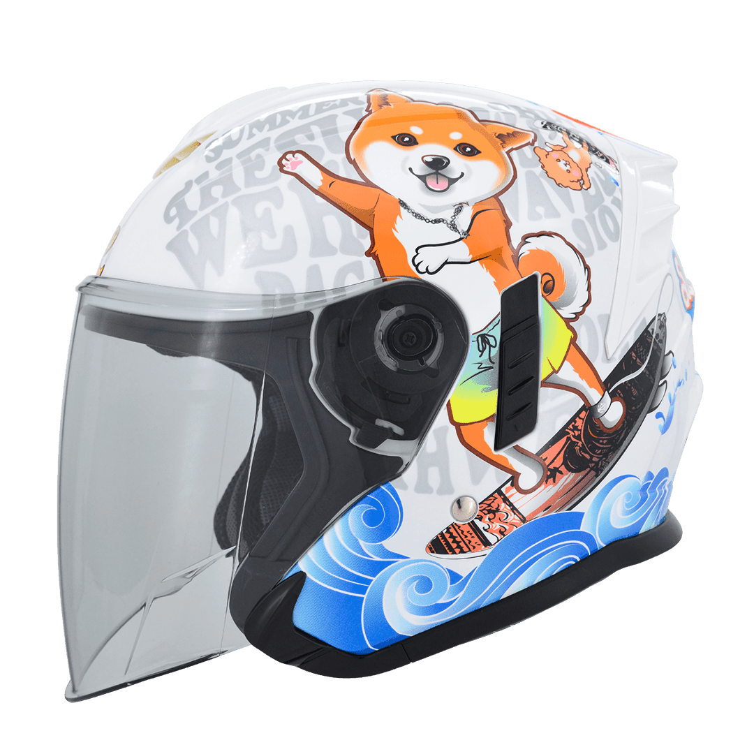 M2R FR-2 紀念版 #3 柴犬 珍珠白 彩繪 3/4罩 內墨片款式