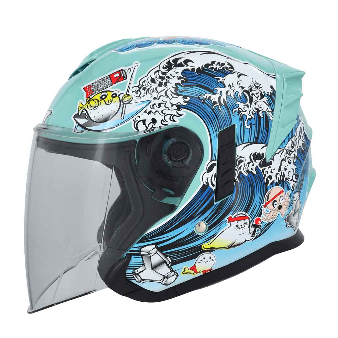 M2R FR-2 紀念版 #1 海洋世界 土耳其藍 彩繪 3/4罩 內墨片款式