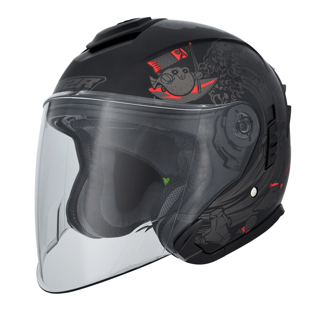 M2R FR-2 紀念版 #1 海洋世界 消光黑銀 彩繪 3/4罩 內墨片款式