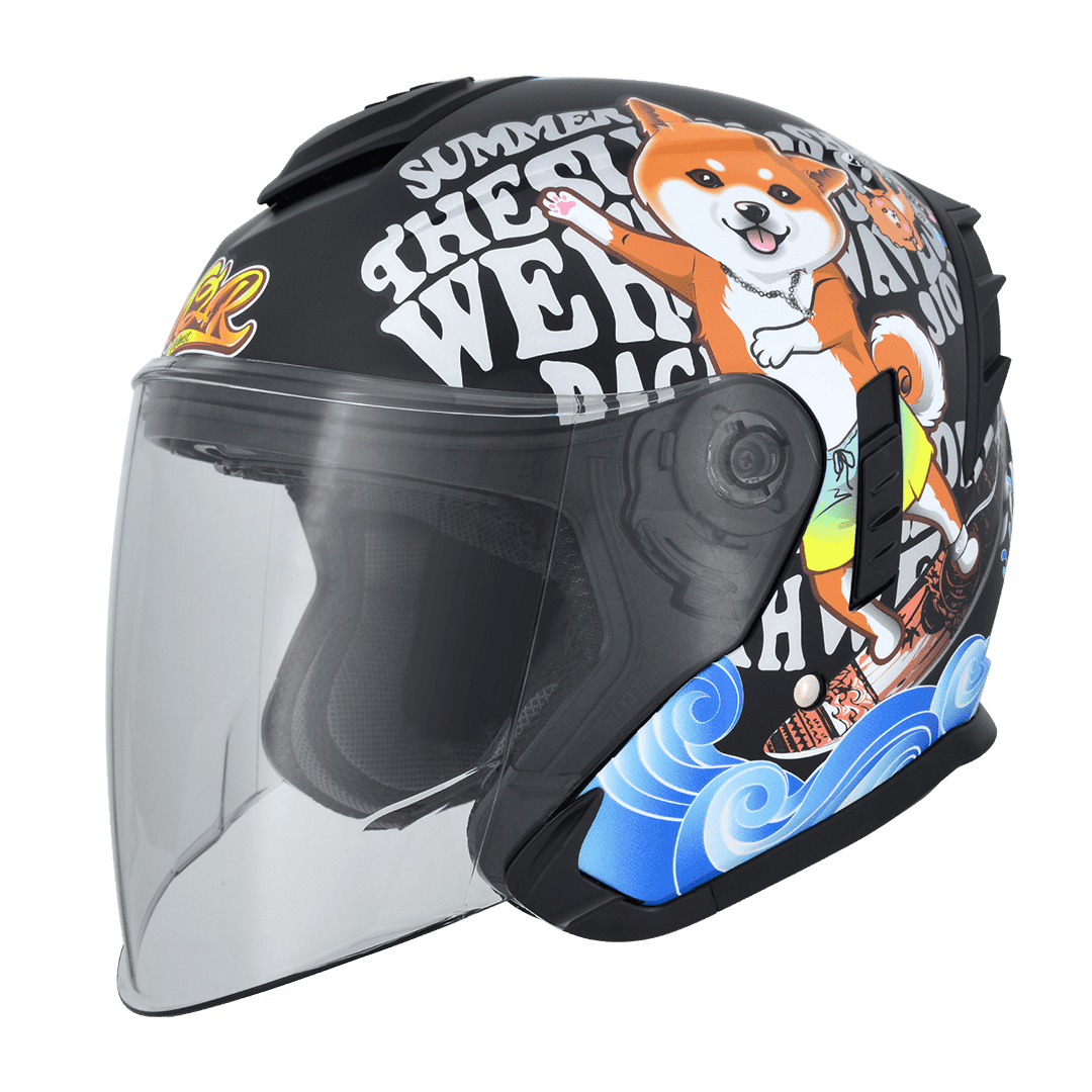 M2R FR-2 紀念版 #3 柴犬 消光黑 彩繪 3/4罩 內墨片款式