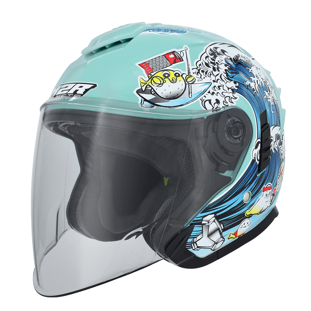 M2R FR-2 紀念版 #1 海洋世界 土耳其藍 彩繪 3/4罩 內墨片款式