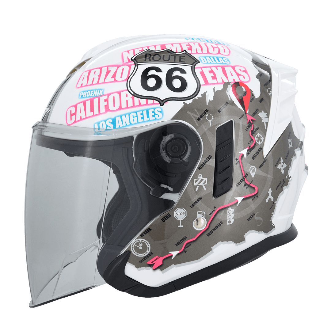 M2R FR-2 紀念版 #5 66號公路 珍珠白 彩繪 3/4罩 內墨片款式