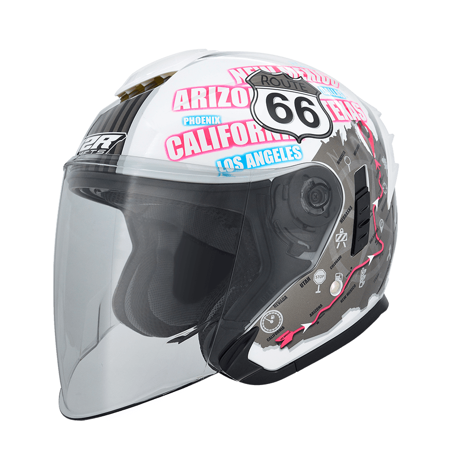 M2R FR-2 紀念版 #5 66號公路 珍珠白 彩繪 3/4罩 內墨片款式