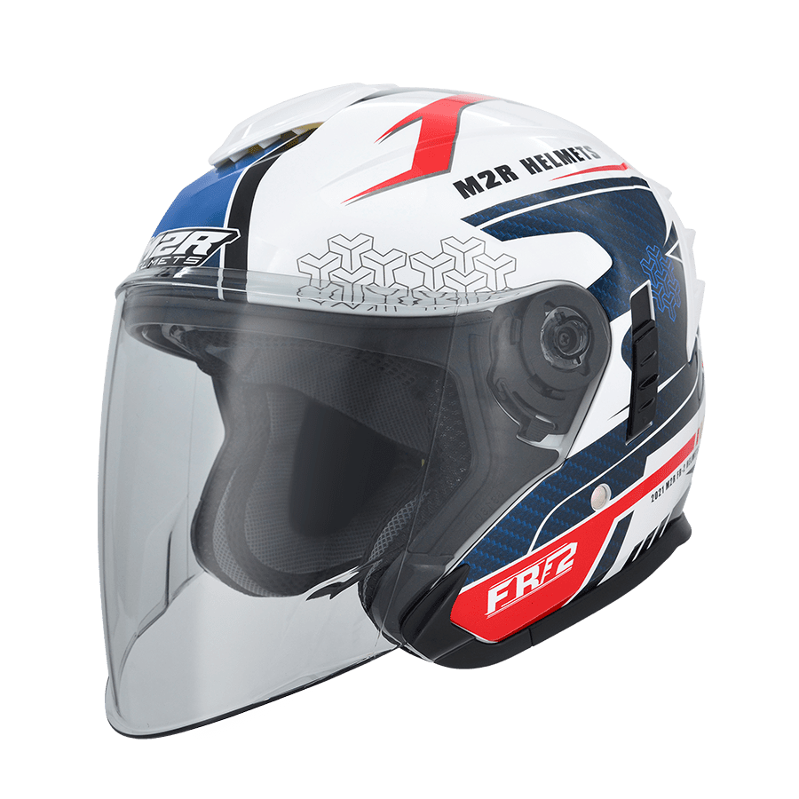 M2R FR-2 紀念版 #13 極馳 亮白 彩繪 3/4罩 內墨片款式