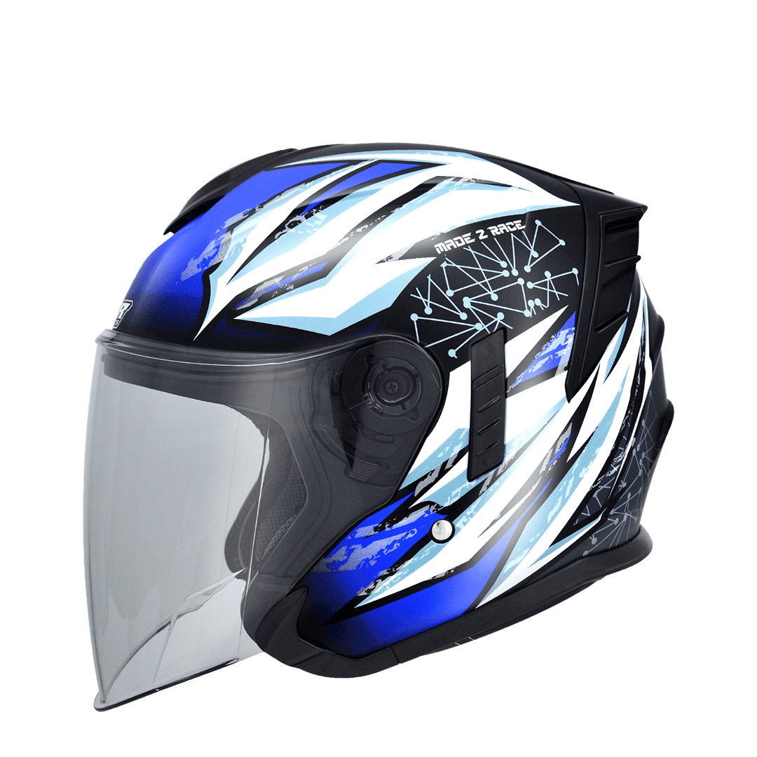 M2R FR-2 紀念版 #18 亮面黑藍 彩繪 3/4罩 內墨片款式