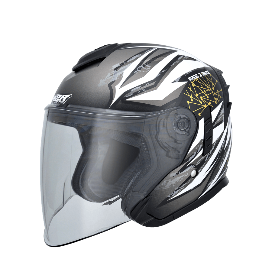 M2R FR-2 紀念版 #18 消光黑銀 彩繪 3/4罩 內墨片款式