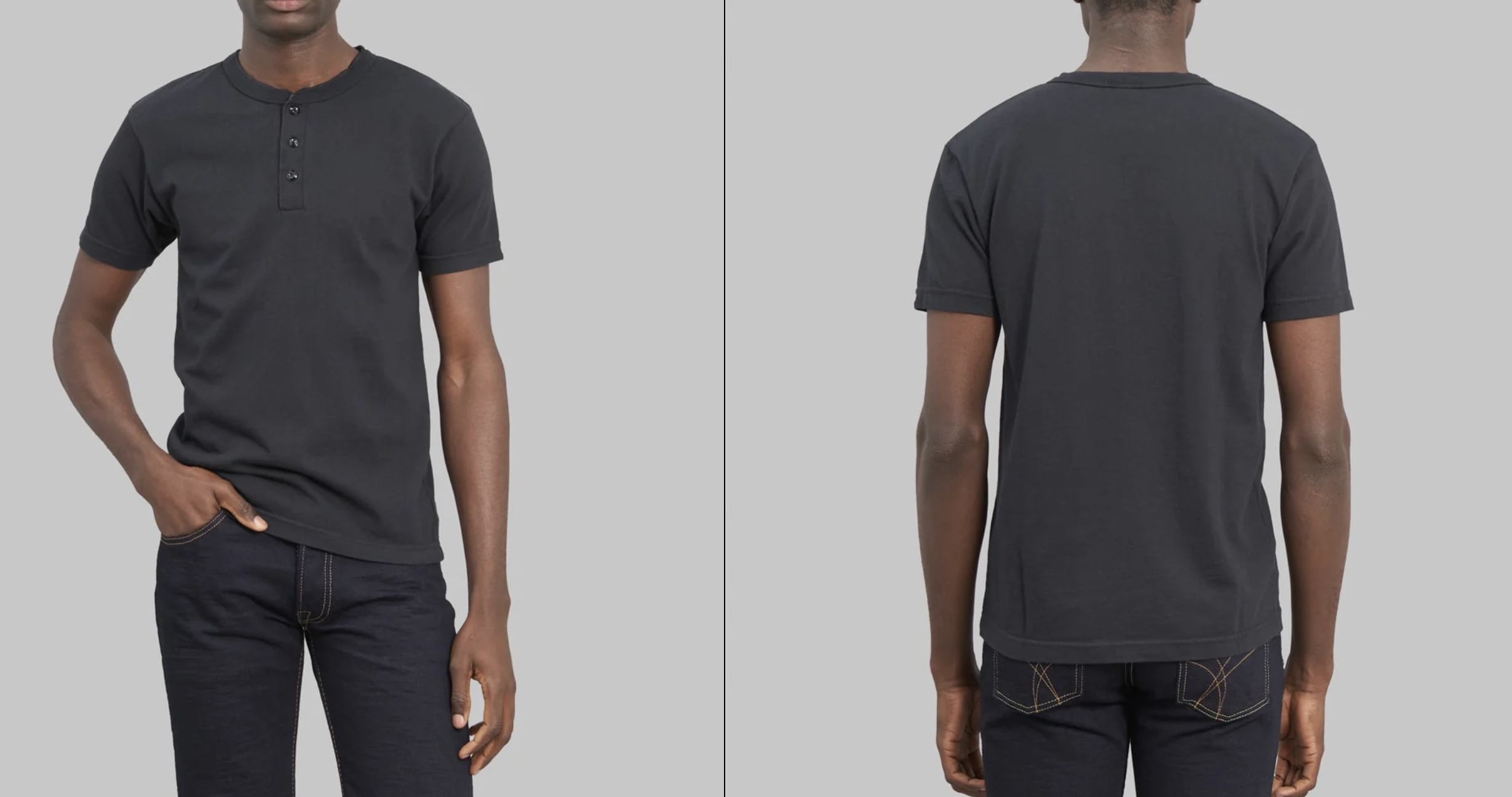 UES RAMAYANA HENLEY NECK T-SHIRT BLACK