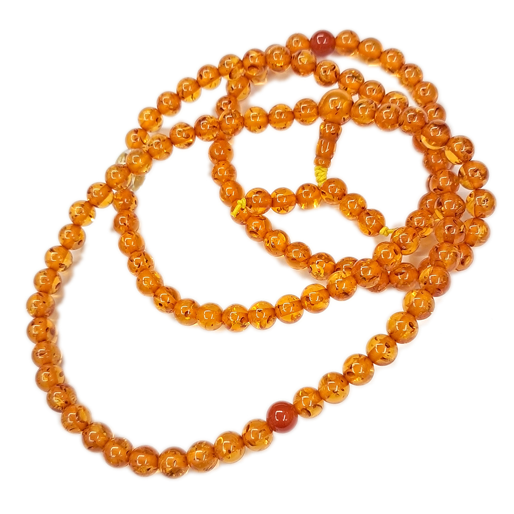 六字真言水晶金絲琥珀108念珠6mm【十方】146655