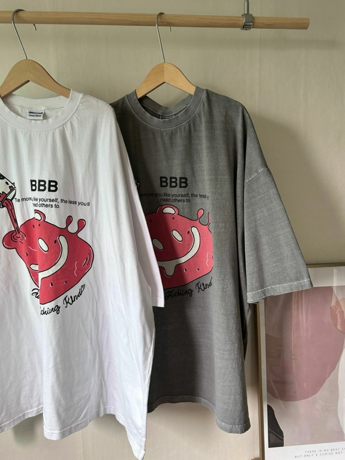 OverSize洗水英文字圖案短袖Tee T5563