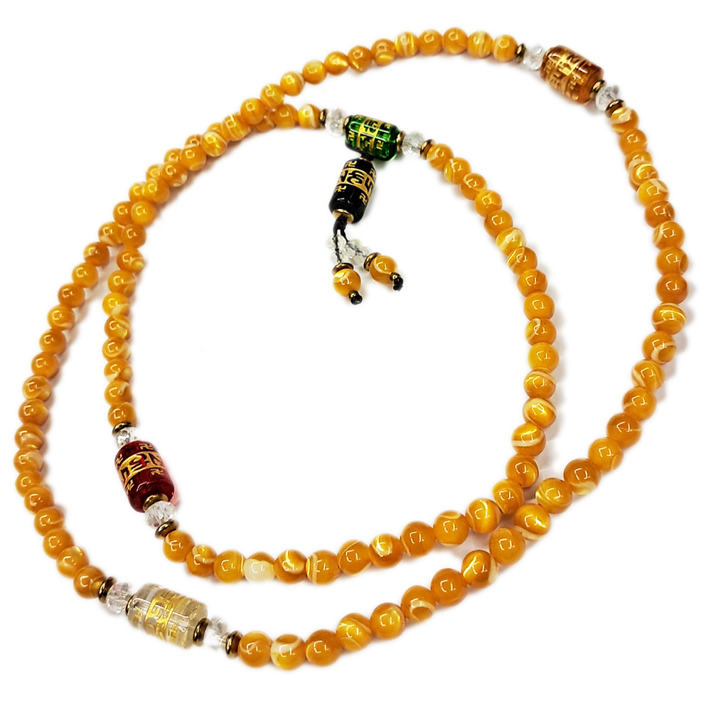 六字箴言(五行珠)黃金硨磲108念珠6mm【十方】133178