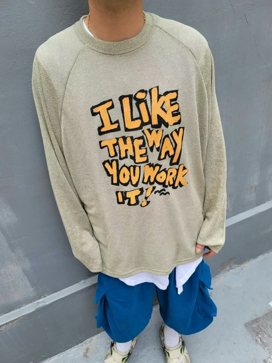 英文字長袖線衫 T5578