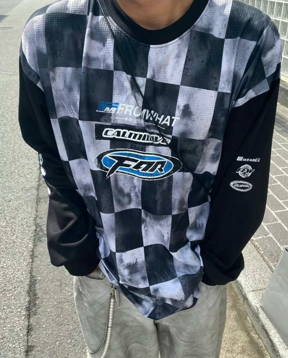 格仔英文字長袖衫 T5577