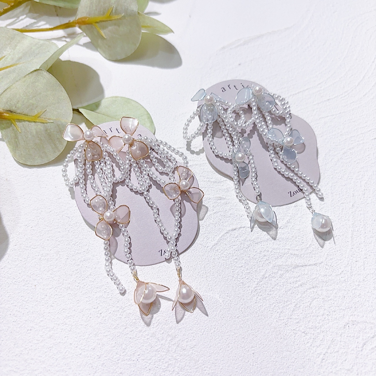 氣質珍珠花形耳環