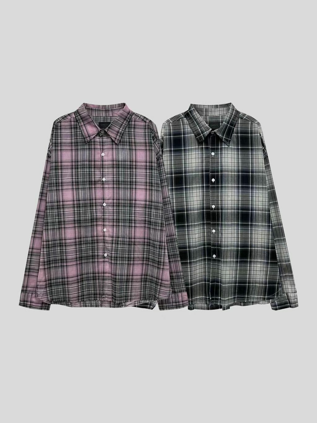 格仔長袖恤衫 S2277