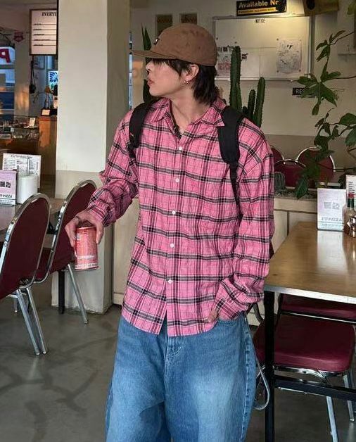 格仔長袖恤衫 S2278