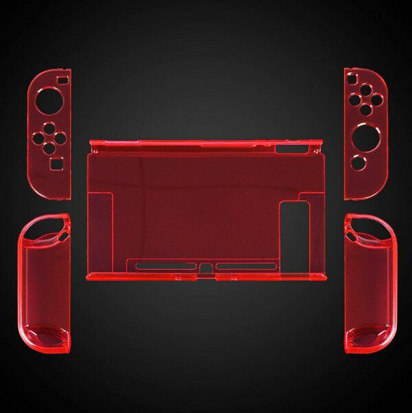 Game Console Protective Case CH-NS-002/NS Split Protective Case Hard Shell-B (Naked) Transparent Red + Color Box