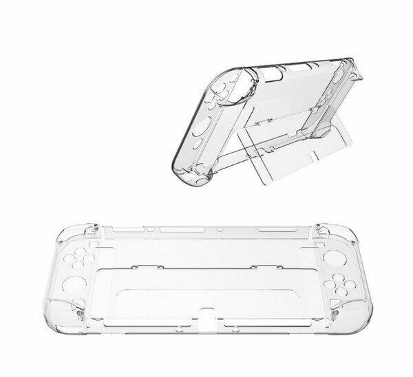 Compatible with Switch OLED Crystal Case Thin Split PC Protective Case Protective Cover Storage Case Dust Cover - Model B with Bracket (Naked)