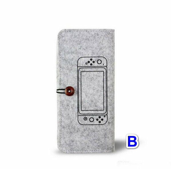Gaming Accessory Bag Compatible with Switch Felt Bag Soft Storage Bag Protective Bag (CH-NS-044) - B Light Grey