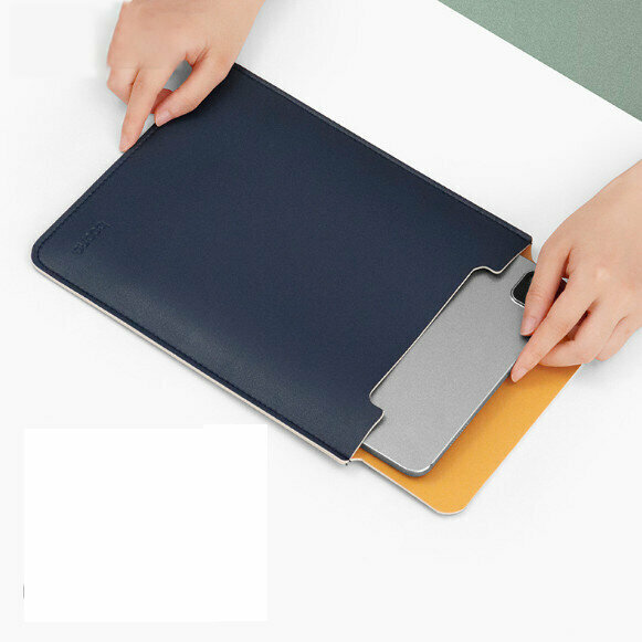 熱賣皮質平板電腦收納包保護套適用於蘋果ipad mini（深藍+黃色7.9寸）