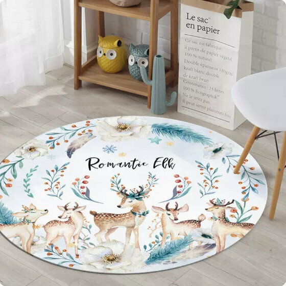 Popular high-end light luxury carpet (80x80cm round) (ZM23-3 round sika deer)