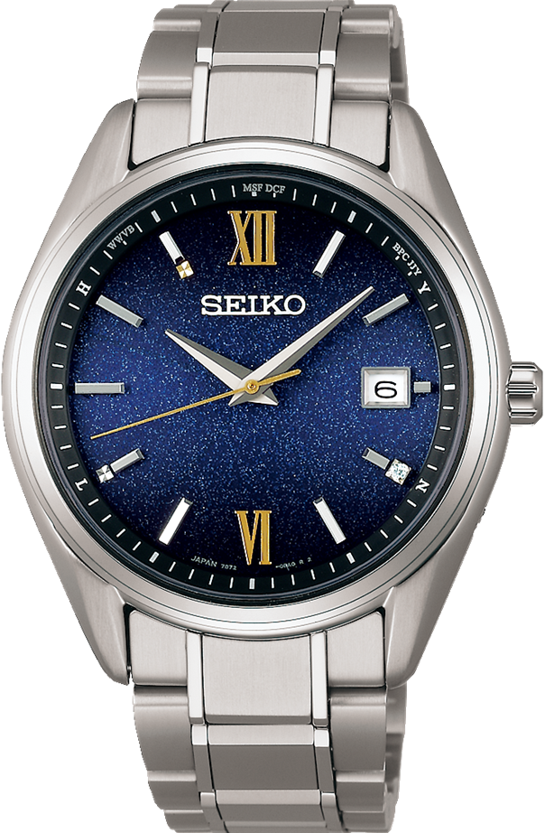 萬年鐘錶 - SEIKO  幸福願望永恆藍鈦金屬太陽能電波男錶 SBTM355J / 7B72-0AH0U  錶徑39.5MM