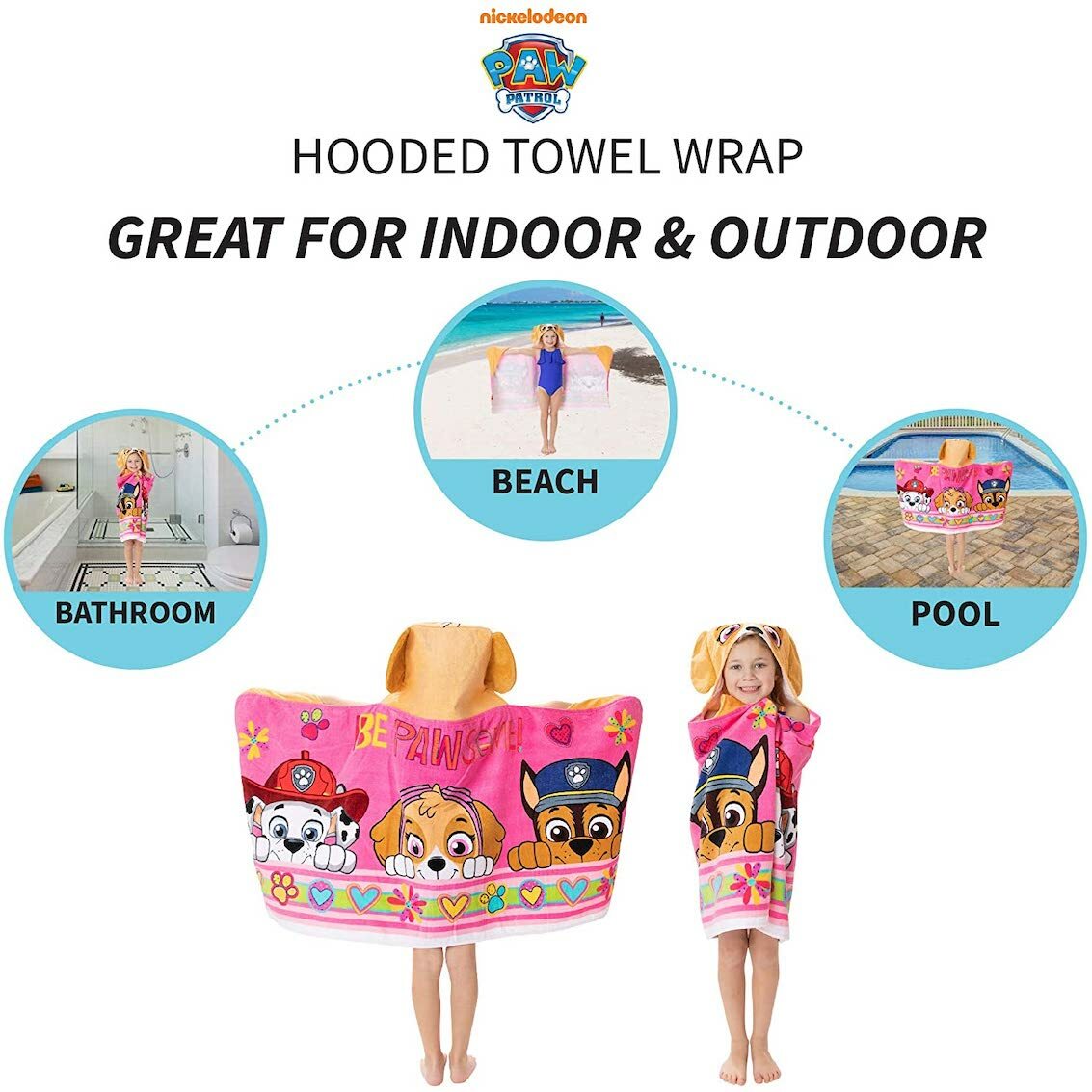美國 Paw Patrol Girl 超柔軟棉質連帽浴巾
