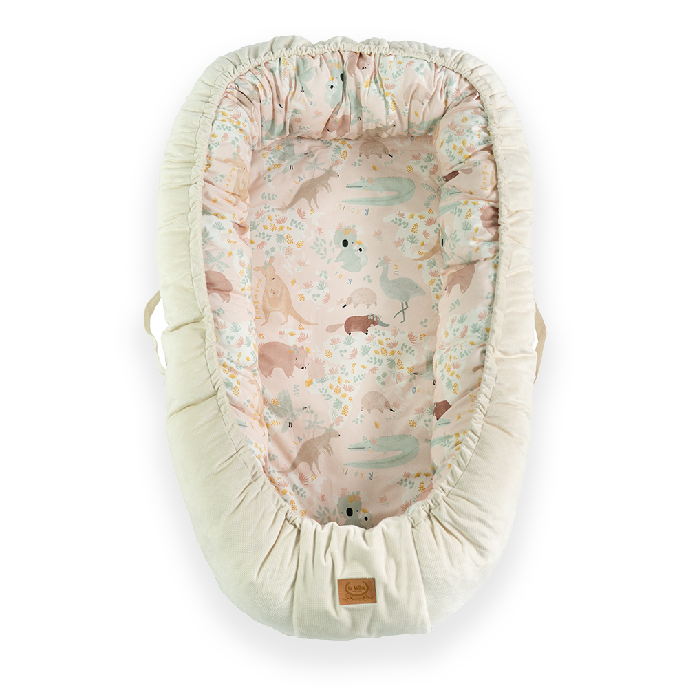 La Millou波蘭 Velvet頂級棉柔嬰兒睡窩(鋪棉版)｜澳洲森友會(粉底)｜舒柔純白