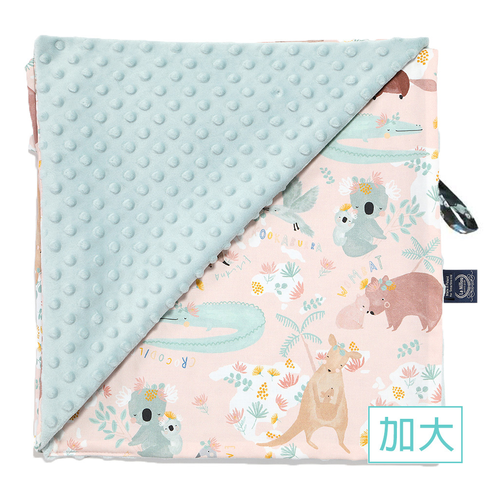 La Millou波蘭 單面巧柔豆豆毯加大｜澳洲森友會(粉底)｜煙燻香草綠