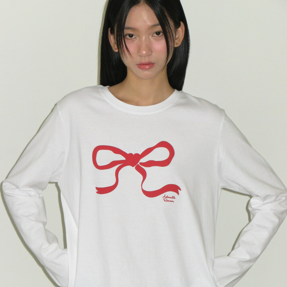 RONRON EMBO HEART RIBBON BASIC FIT LONG SLEEVE
