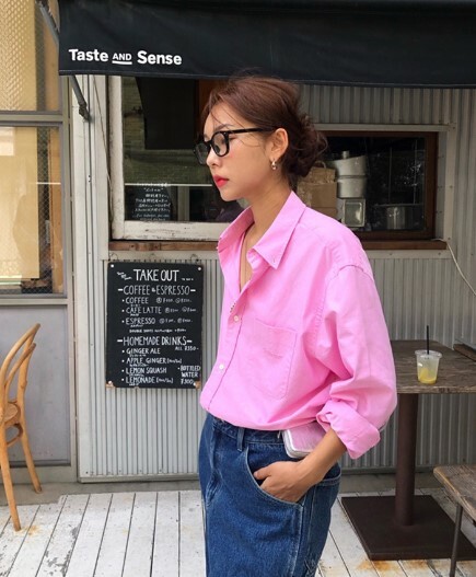 The Barnet 🇰🇷 - 俏皮馬卡龍粉休閒長袖襯衫