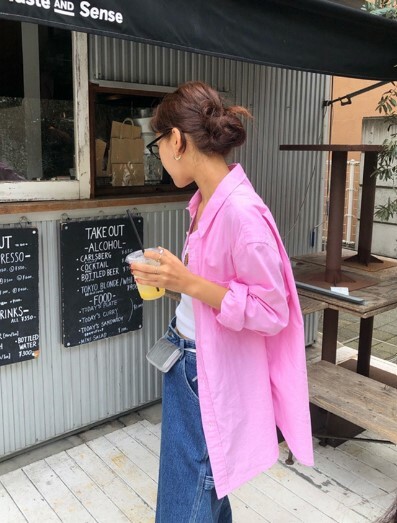 The Barnet 🇰🇷 - 俏皮馬卡龍粉休閒長袖襯衫
