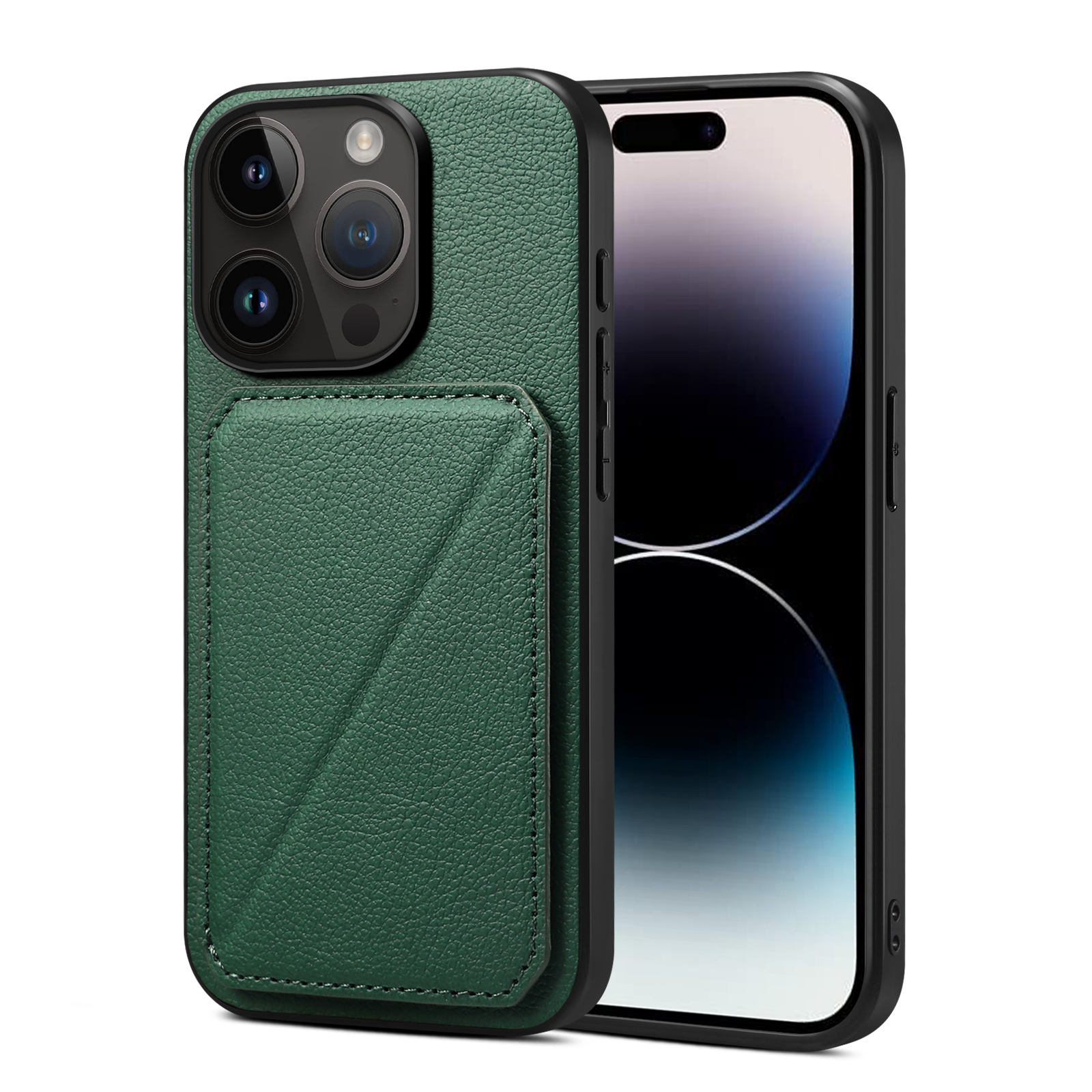 XPRO - Leather Card Stand - iPhone 16 Pro Max Case 貼身防撞皮革插卡支架手機保護殼