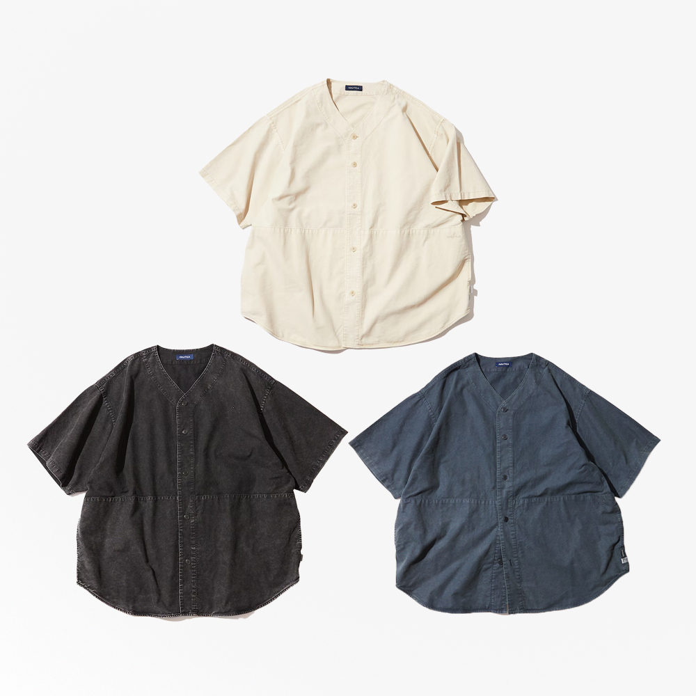 NAUTICA Garment Dyed Baseball Shirt S/S 無領襯衫 鈕扣 棒球襯衫 短袖上衣