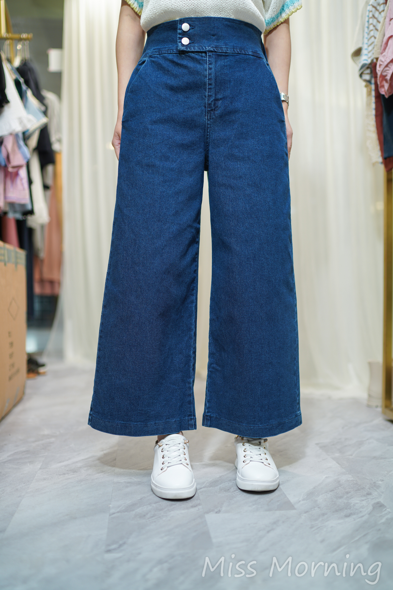 彈彈2扣牛仔褲(33803)