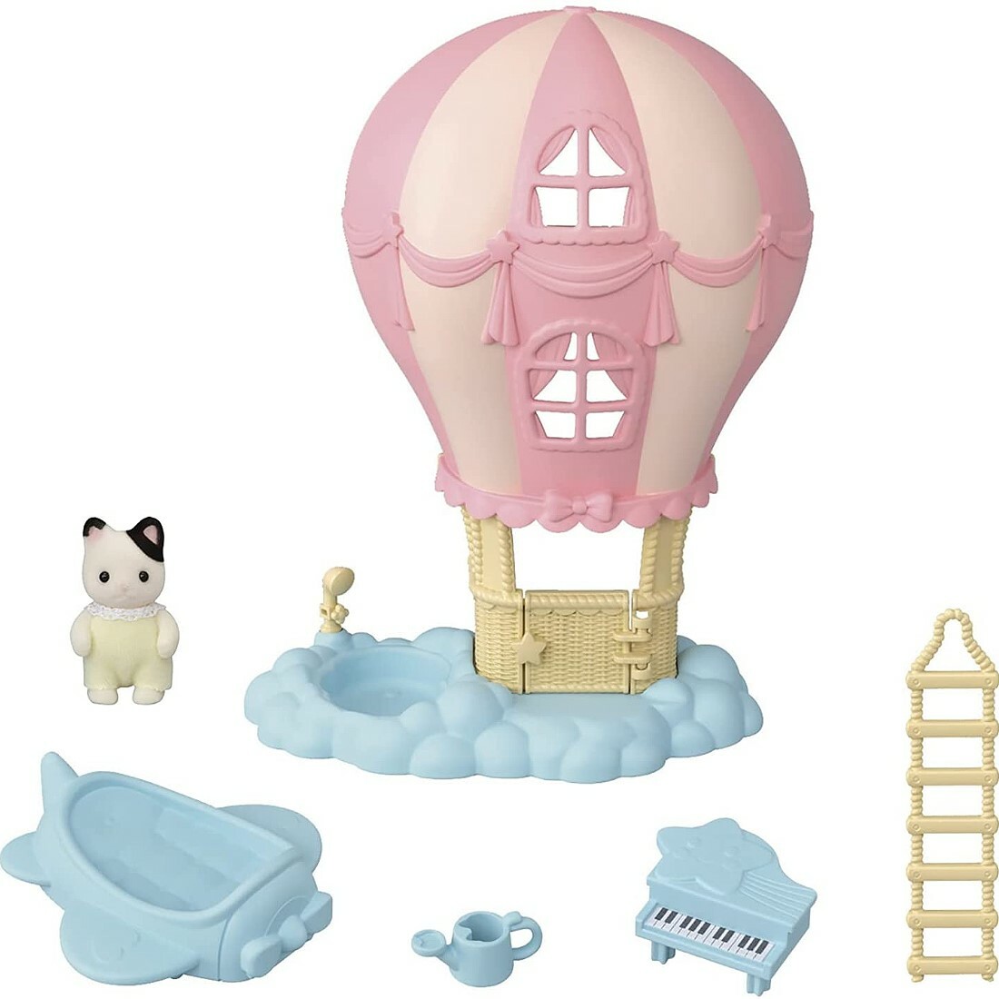 Sylvanian Families 森林家族 - 樂園熱氣球小屋套裝 木炭貓寶寶