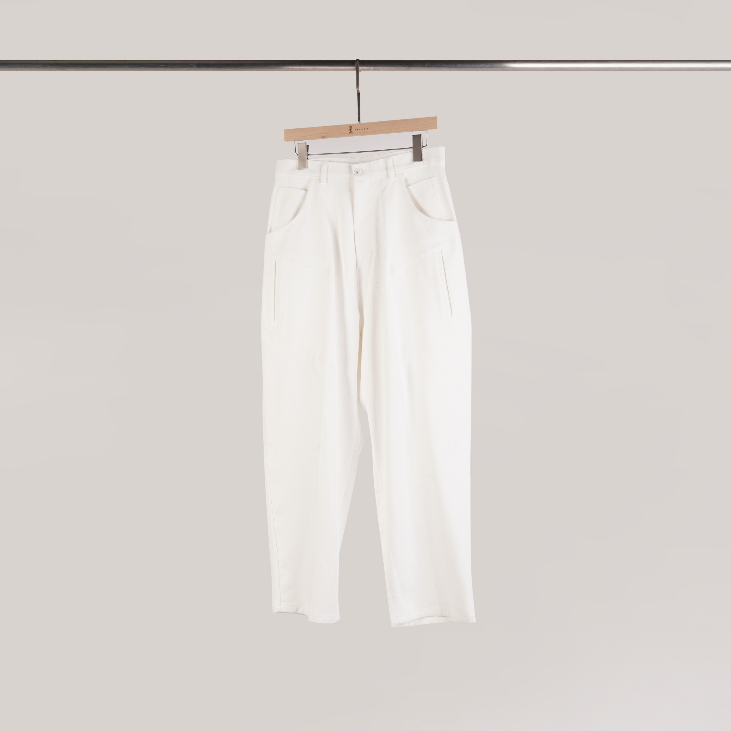 設計感拼接口袋寬褲 | M-L | 百搭白