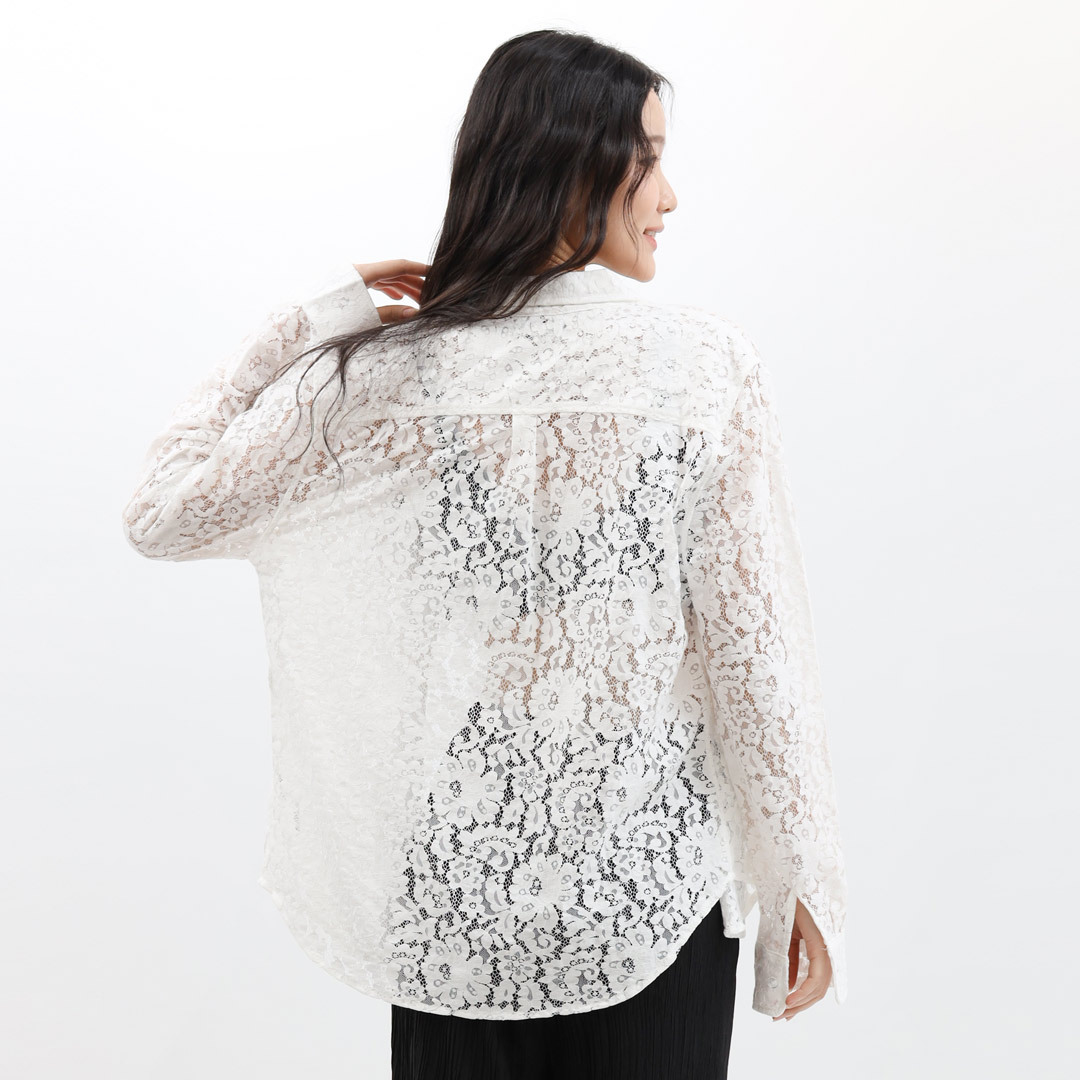 【STAR LACE】矽穀米子蕾絲長袖罩衫