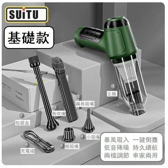 Popular car vacuum cleaner (basic model (green) can suck and blow)