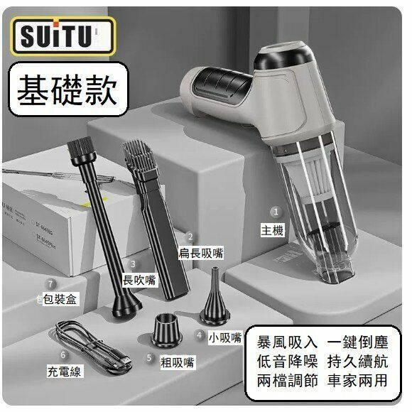 Popular car vacuum cleaner (basic model (gray white) can suck and blow)