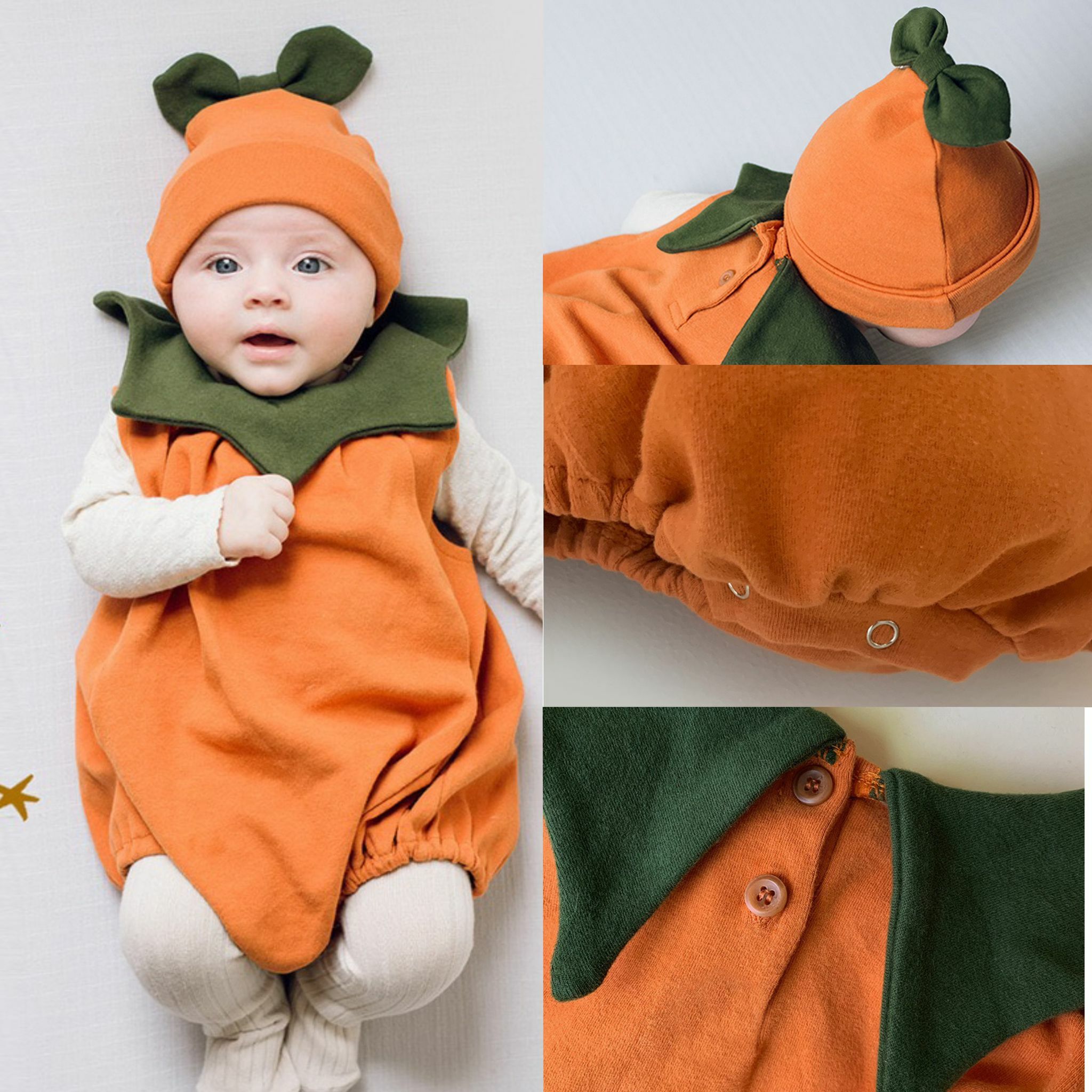 韓版南瓜🎃造型爬服(連帽)   現貨