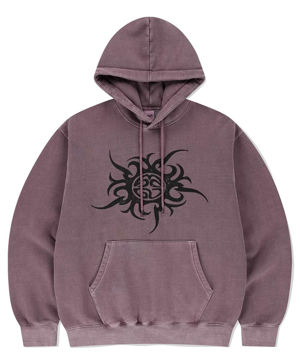 mahagrid - TRIBAL ECLIPSE PIGMENT HOODIE (BURGUNDY)