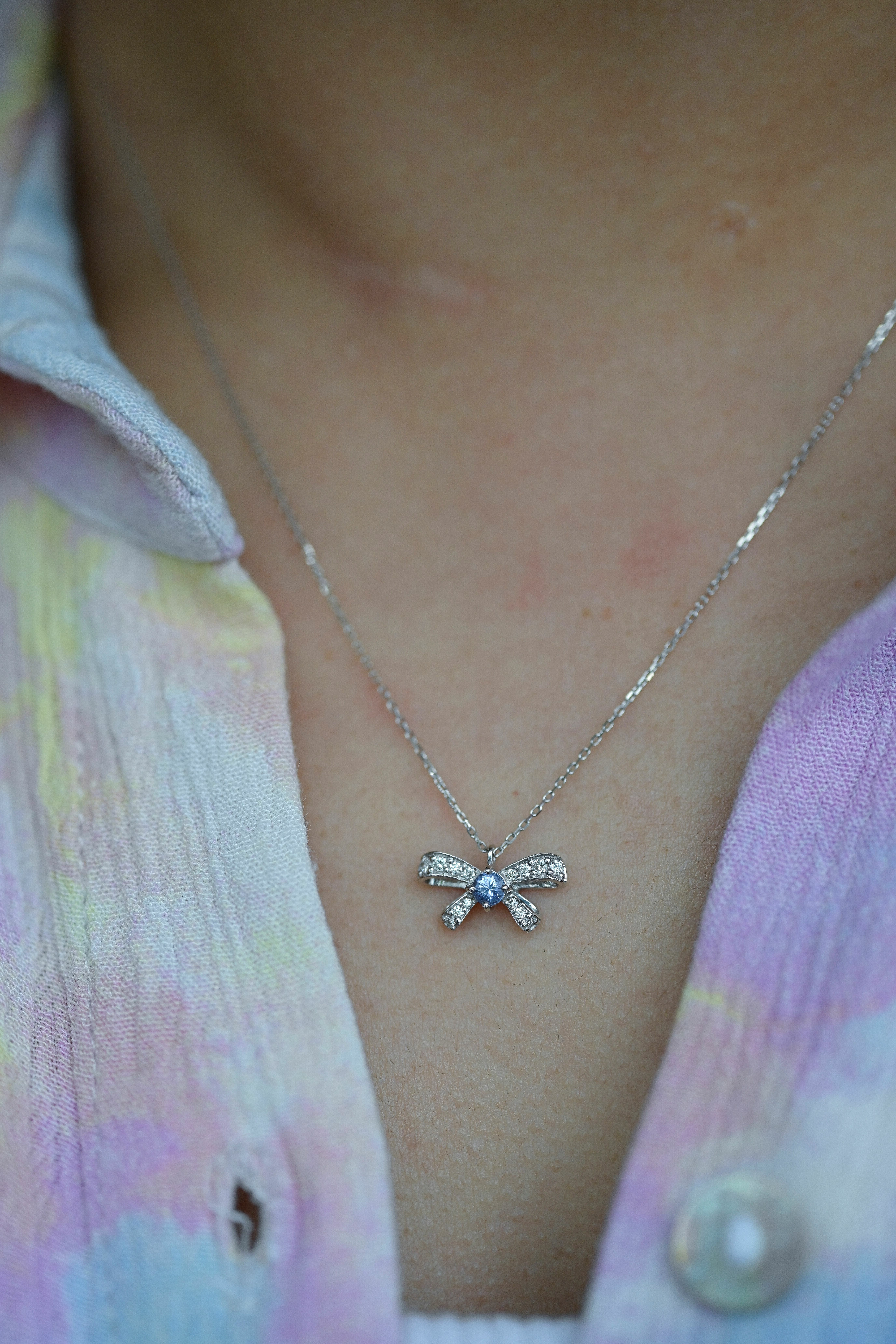 18K Color Ribbon Diamond Necklace