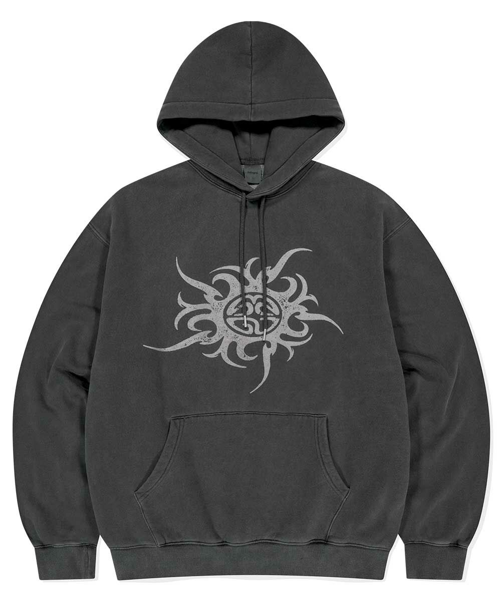 mahagrid - TRIBAL ECLIPSE PIGMENT HOODIE (CHARCOAL)