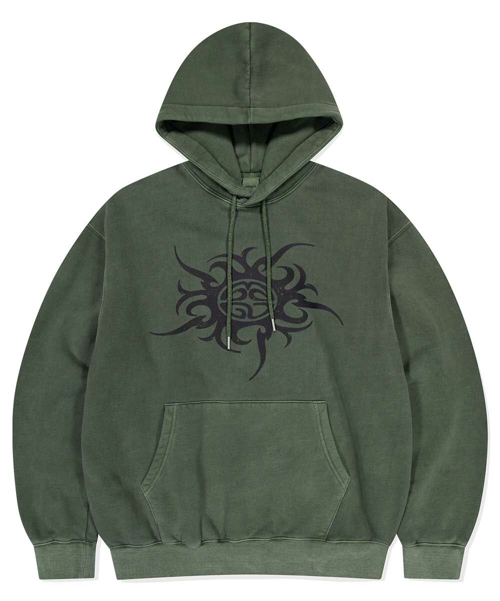 mahagrid - TRIBAL ECLIPSE PIGMENT HOODIE (KHAKI)