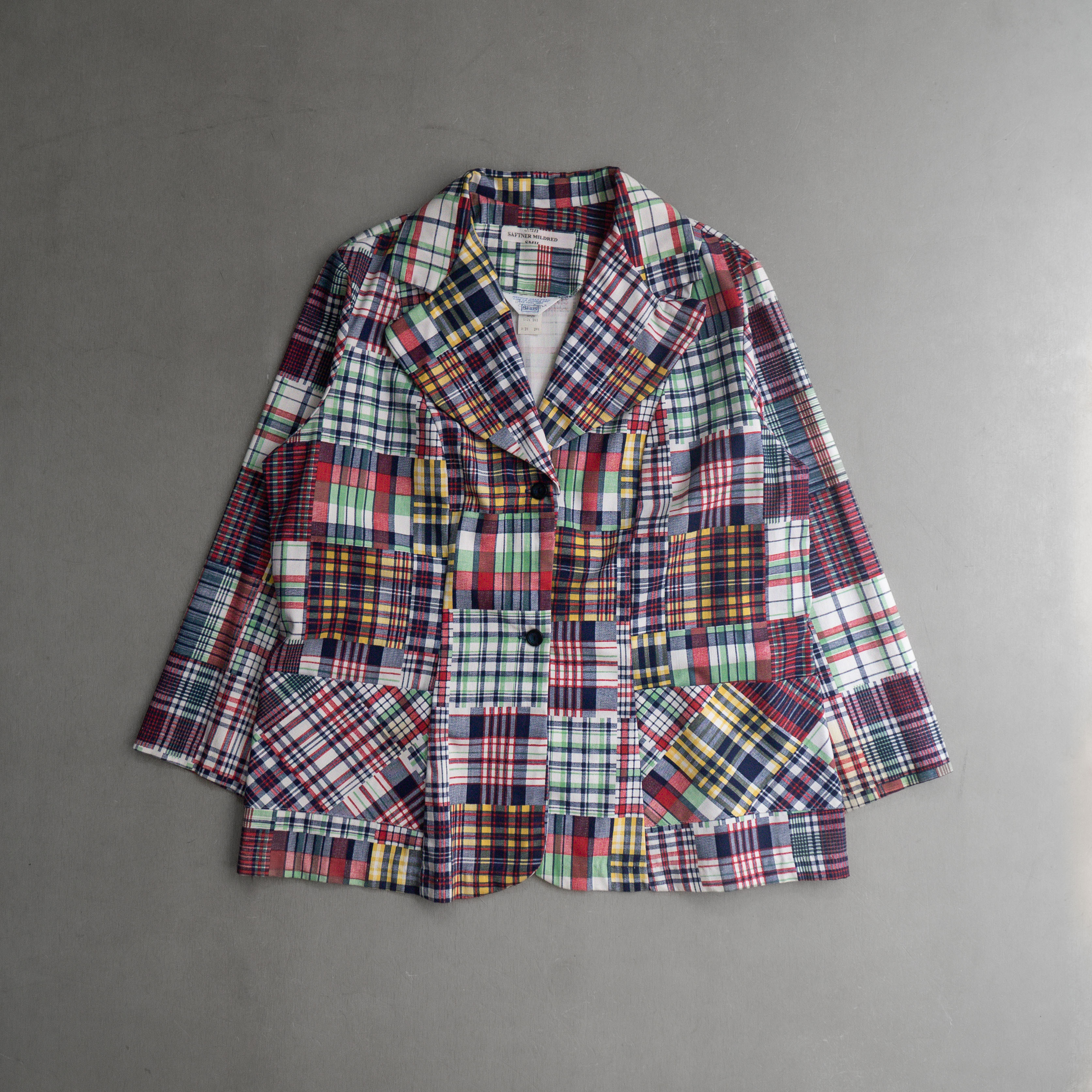 70S SEARS MADRAS BLAZER 美國 大領片 彩色 印刷 格紋 西裝外套