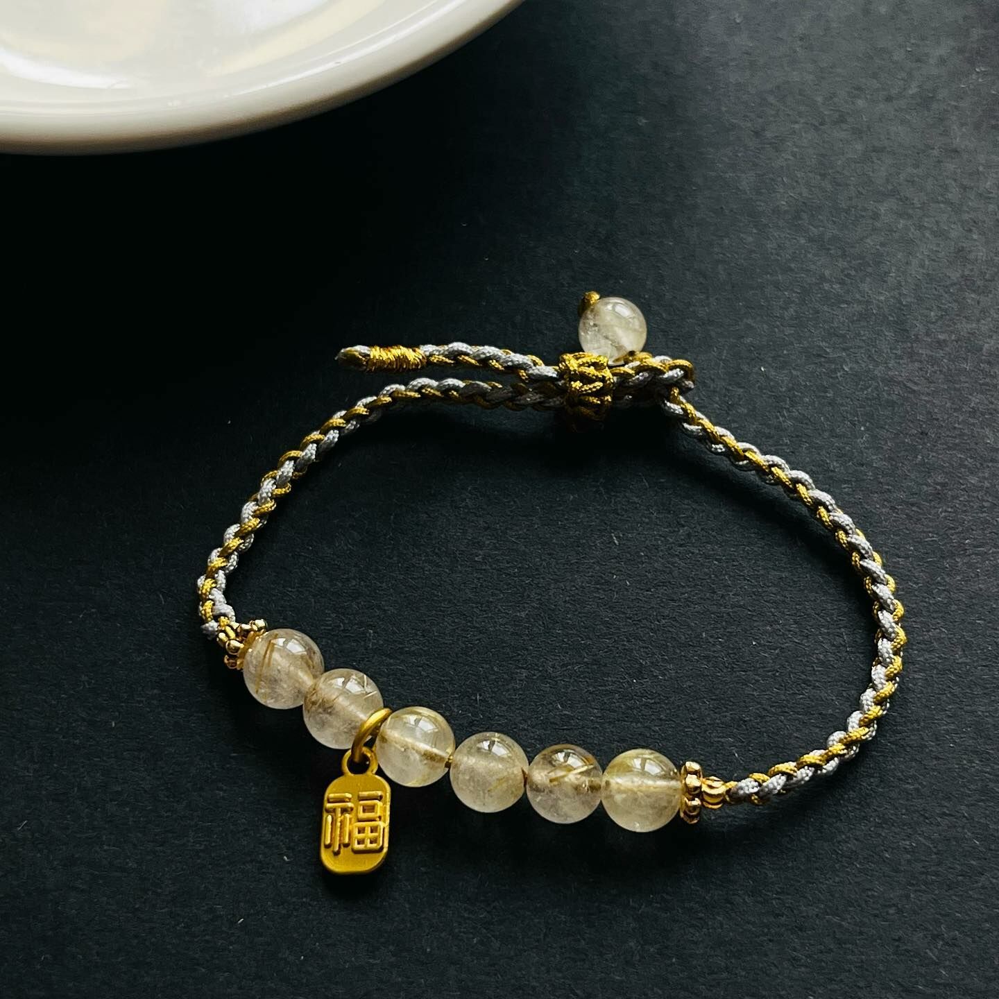 [原石] 鈦髮晶 編織款手串 水晶手串